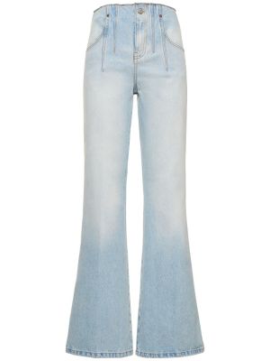 Medvilninės platėjantys džinsai aukštu liemeniu Victoria Beckham mėlyna