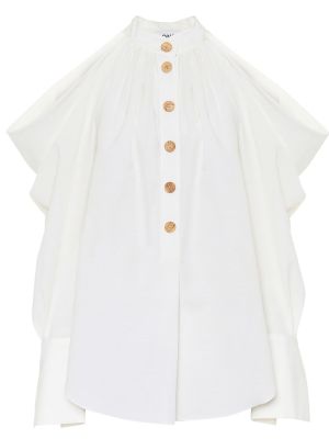 Βαμβακερό λινό πουκάμισο Monse λευκό