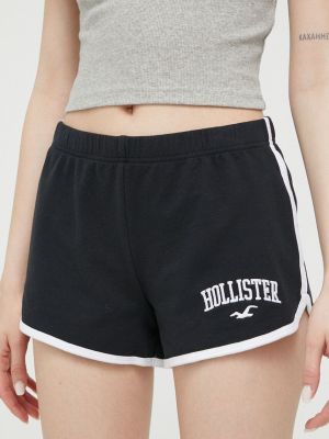 Панталон с висока талия с апликация Hollister Co. черно