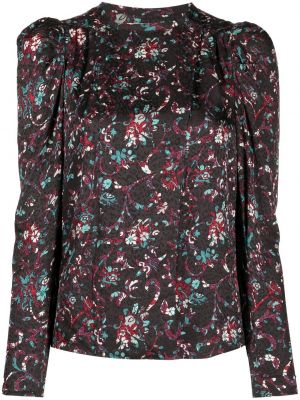 Trykt floral silke bluse Isabel Marant étoile svart