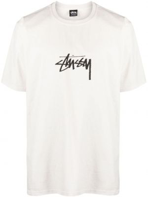 T-shirt en coton à imprimé Stüssy blanc