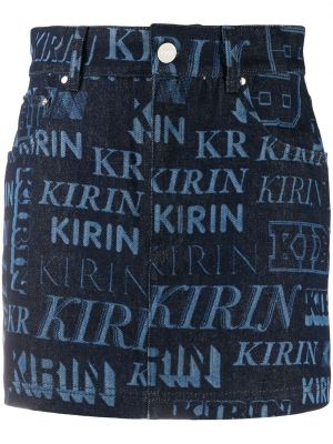 Jupe en jean à imprimé Kirin bleu