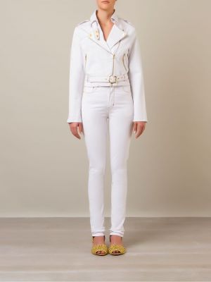 Spodnie z wysoką talią skinny fit Amapô Białe