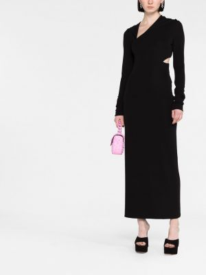 Dlouhé šaty s kapucí Versace černé