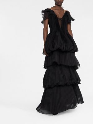 Abendkleid mit plisseefalten Marchesa schwarz