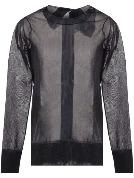Asimetriškas skaidrus ilgas megztinis Yohji Yamamoto juoda