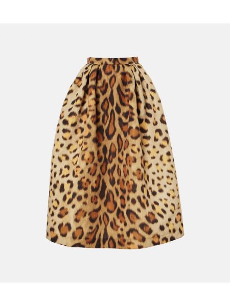 Leopard tryckt slitsad kjol Oscar De La Renta