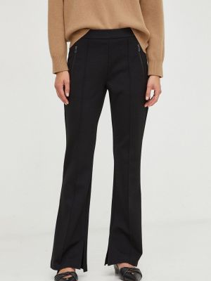 Jednobarevné kalhoty s vysokým pasem Weekend Max Mara černé