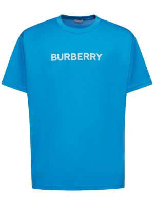 Džerzej bavlnené tričko s potlačou Burberry - modrá