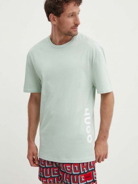 Koszulka z nadrukiem plażowa Hugo zielona