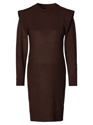Jednofarebné priliehavé pletené šaty s dlhými rukávmi Supermom - hnedá