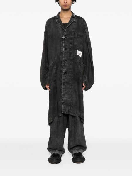 Lininis paltas Maison Mihara Yasuhiro juoda