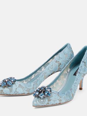 Полуотворени обувки с дантела Dolce&gabbana синьо