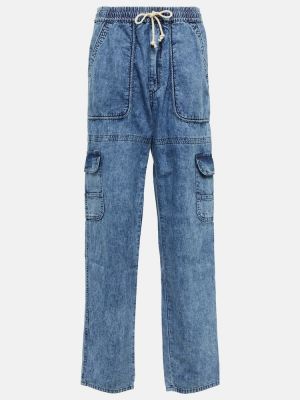 Bavlněné rovné kalhoty Marant Etoile modré