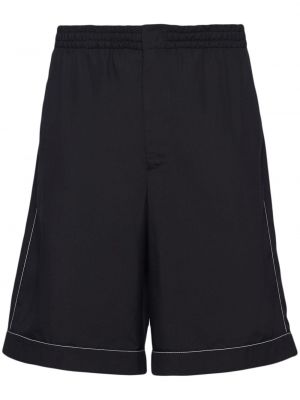 Svilene bermuda kratke hlače s potiskom Prada črna