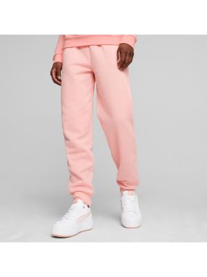 Pantalones de chándal con bordado de tejido fleece Puma rosa