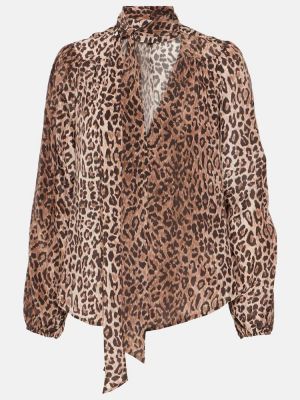 Bluză de mătase cu imagine cu model leopard Rixo