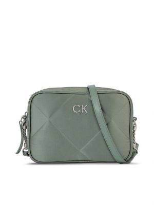 Saténová crossbody kabelka Calvin Klein zelená