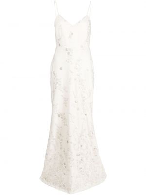 Коктейлна рокля с пайети без ръкави Self-portrait бяло