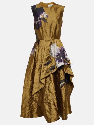 Rochie midi cu model floral Erdem auriu