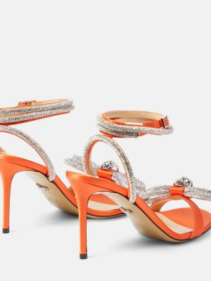 Satenaste sandali z lokom Mach & Mach oranžna