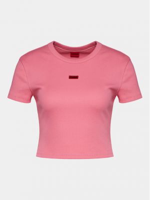 Majica slim fit Hugo ružičasta