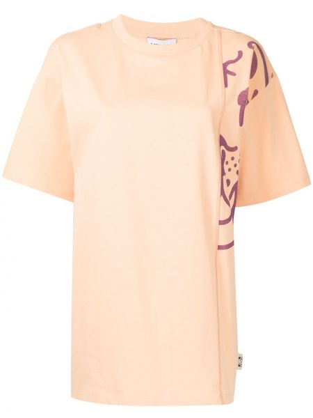 Bavlnené tričko s potlačou s krátkymi rukávmi s okrúhlym výstrihom Kenzo - oranžová