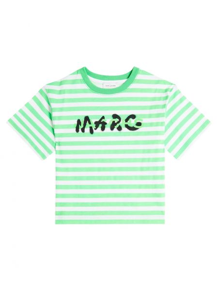 Trøje stribet bomuld t-shirt for drenge Marc Jacobs Kids grøn