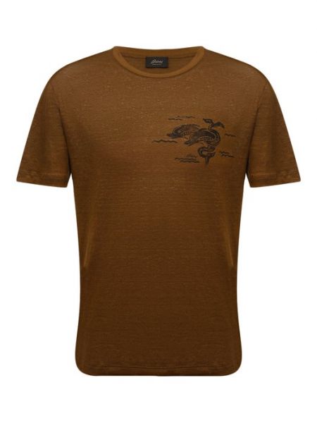 Льняная футболка Brioni коричневая