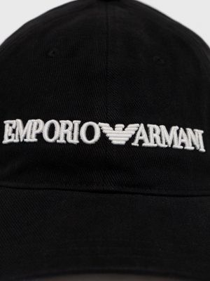 Czapka z daszkiem bawełniana Emporio Armani czarna