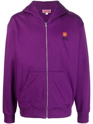 Siuvinėtas džemperis su gobtuvu su užtrauktuku Kenzo violetinė