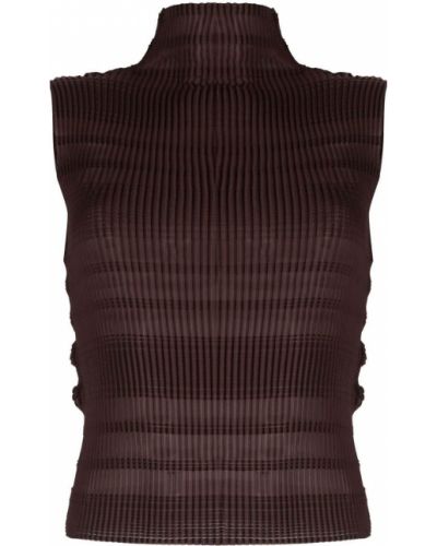 Plissert tank top ermeløs Issey Miyake brun