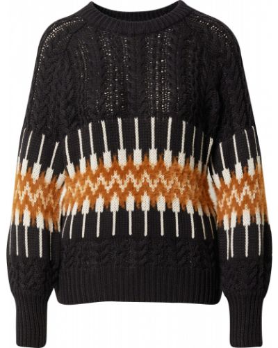 Pletený bavlnený priliehavý sveter Freequent - čierna