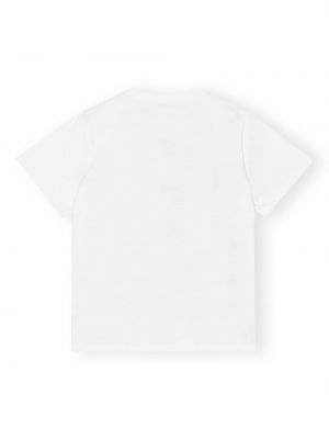 Kokvilnas t-krekls ar apdruku Ganni balts