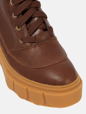 Ankle boots skórzane koronkowe Sorel brązowe
