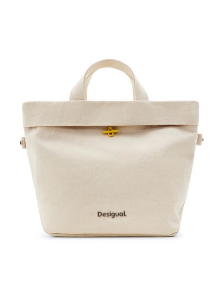 Μελανζέ τσάντα shopper Desigual λευκό