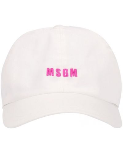 Памучна шапка с козирки Msgm бяло