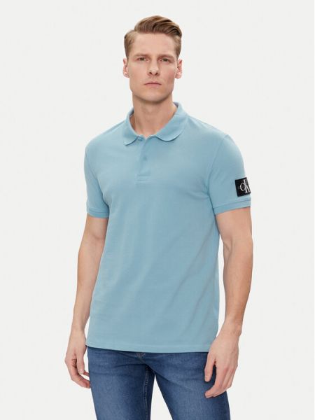 Тениска с копчета Calvin Klein Jeans синьо