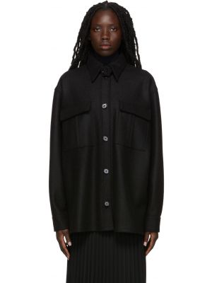 Черное фетровое шерстяное пальто Mm6 Maison Margiela