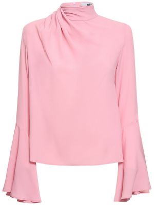 Camisa de seda con mangas globo Msgm rosa