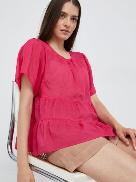 Памучна блуза Sisley розово