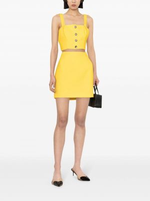 Tvídové kostkované mini sukně Alessandra Rich žluté