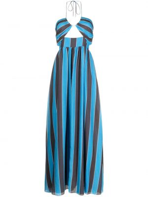 Pruhované večerní šaty bez rukávů z polyesteru Rebecca Vallance - modrá