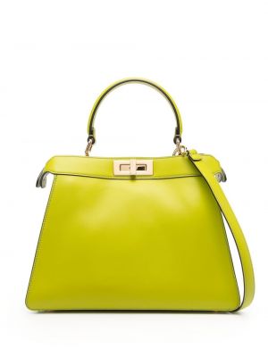 Δερμάτινη τσάντα shopper Fendi πράσινο