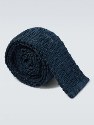 Шелковый галстук с 4 полосками Thom Browne синий