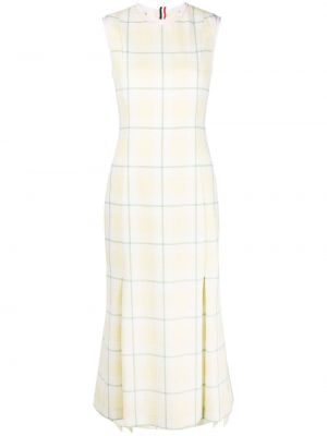 Καρό μίντι φόρεμα με σχέδιο Thom Browne κίτρινο