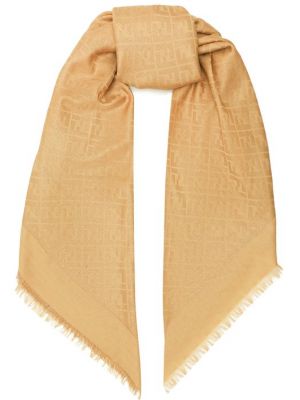 Шелковый шерстяной шарф Fendi желтый