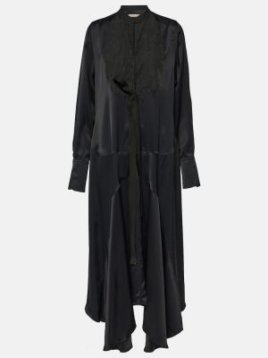 Pliszírozott aszimmetrikus midi ruha Plan C fekete