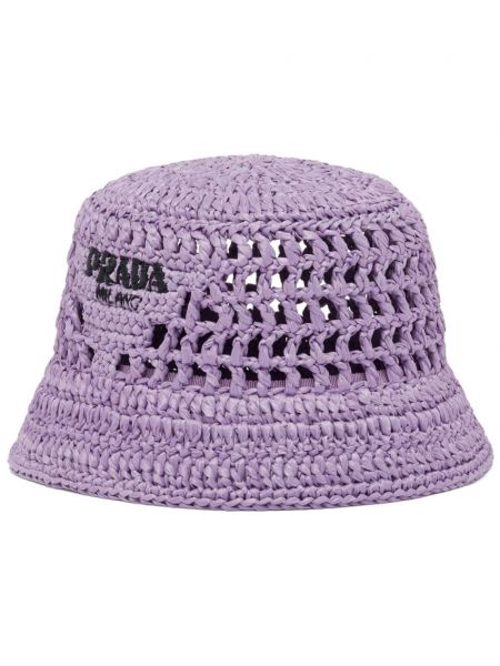 Pălărie de găleată cu broderie Prada violet