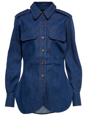 Rifľová košeľa Victoria Beckham modrá